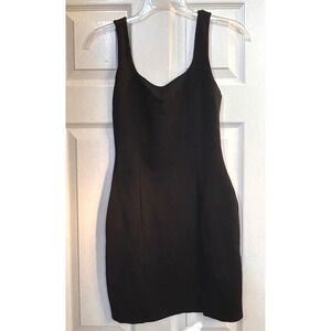 Papaya Black Square Neck Sleeveless Mini Dress Side Slit Size M